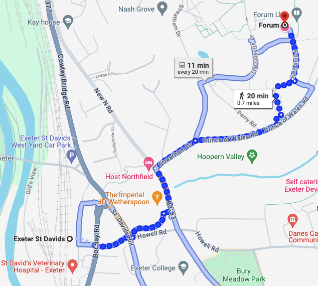 map-of-route-to-the-forum-university-of- exeter